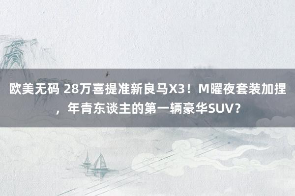 欧美无码 28万喜提准新良马X3！M曜夜套装加捏，年青东谈主的第一辆豪华SUV？